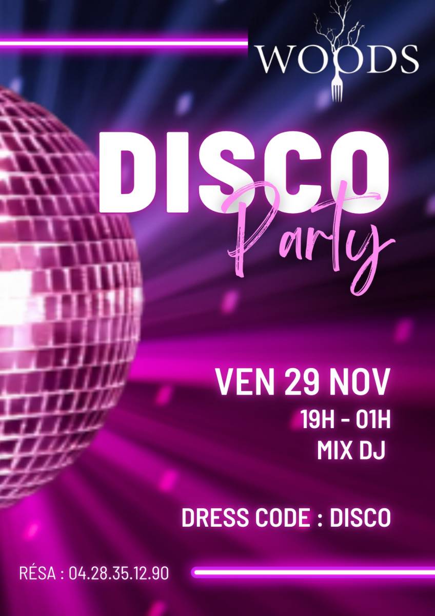 Plongez dans l'univers du disco au restaurant Woods le 29 novembre à Bourgoin-Jallieu